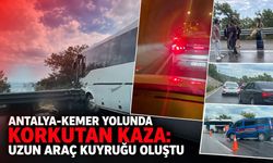 Antalya Kemer yolunda korkutan kaza: Uzun araç kuyruğu oluştu