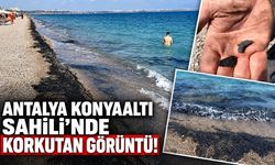 Antalya Konyaaltı Sahili’nde korkutan görüntü: Denizin rengi siyaha döndü