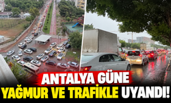 Antalya'da beklenen yağış başladı, trafik kilitlendi!