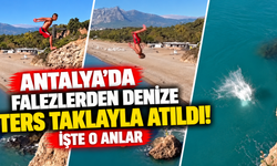 Antalya'da falezlerden denize ters takla atarak atladı! İşte o anlar