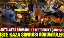 Antalya'da otomobil ile motosiklet çarpıştı! İşte kaza sonrası görüntüler