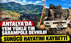 Antalya'da yem yüklü TIR şarampole devrildi: Sürücü hayatını kaybetti