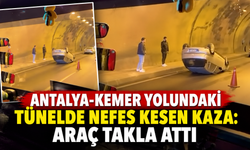 Antalya-Kemer yolundaki tünelde nefes kesen kaza: Araç takla attı