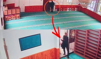 Burdur'da caminin sadaka kutusundan para çaldı! İşte o görüntüler