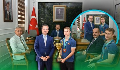 Antalya'daki Dünya Kupası'nda şampiyon olan genç sporcuya Salihli'de tebrik