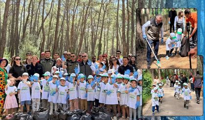Kemer'de miniklerden çevre duyarlılığına örnek hareket