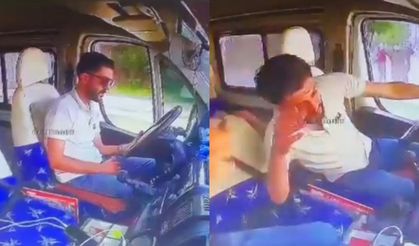 Direksiyon başında uyuyan sürücü kaza yaptı! İşte o anlar