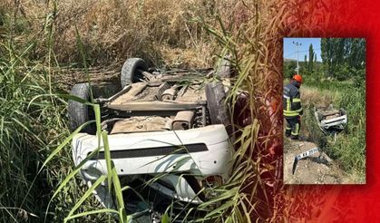 Burdur'da kanala uçan otomobildeki 2 kişi yaralandı!