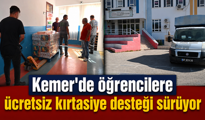 Kemer'de öğrencilere ücretsiz kırtasiye desteği sürüyor
