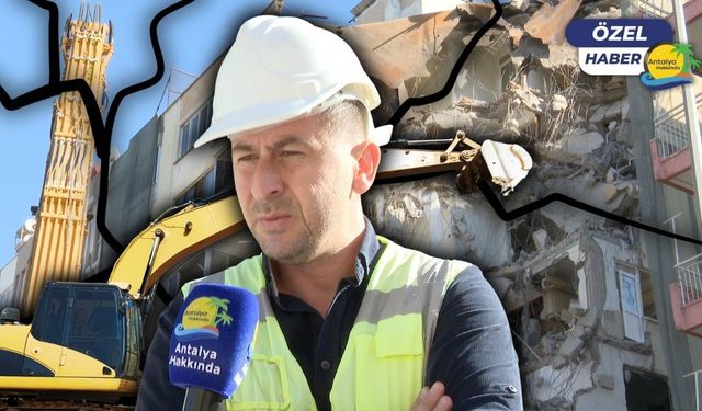 Antalya'da kolonu çatlayarak çökme tehlikesi geçiren binanın yıkımına başlandı! Yol trafiğe kapatıldı