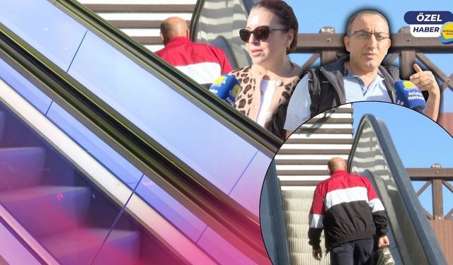 Antalya'da vatandaş yürüyor merdiven duruyor