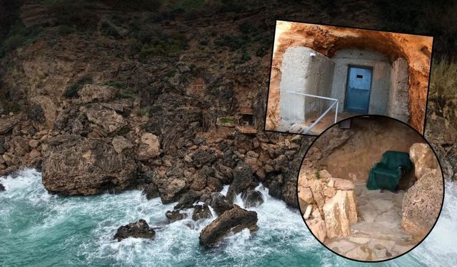 Koruma altındaki falezlerde gizli yerleşke! Beton, kamera ve duş detayı dikkat çekti