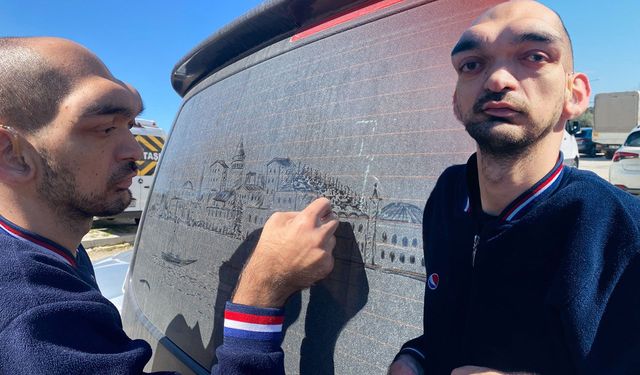 Antalya'da tozlu camları sanat eserine dönüştürüyor!