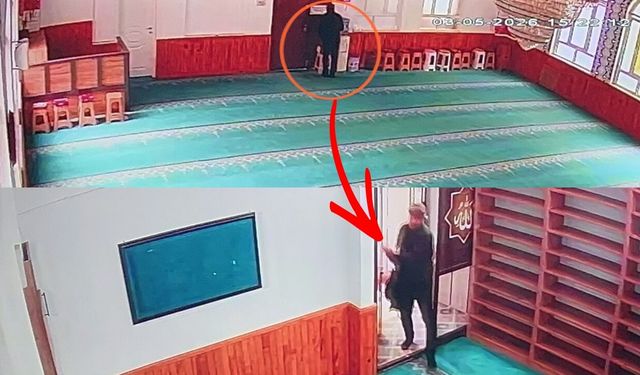 Burdur'da caminin sadaka kutusundan para çaldı! İşte o görüntüler