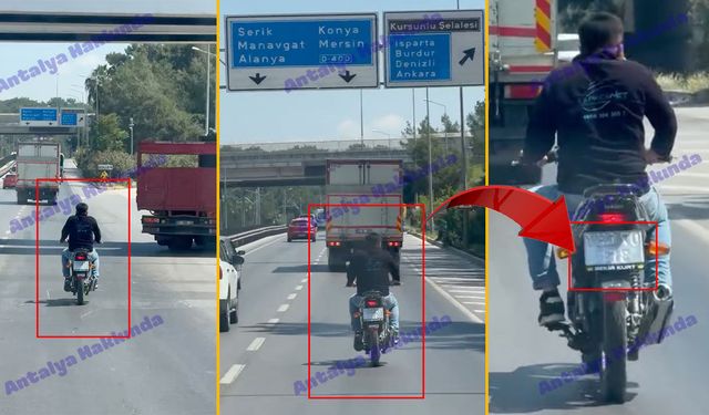 Antalya'da pes dedirten görüntü: Plakasını ters çevirip yoluna devam etti!