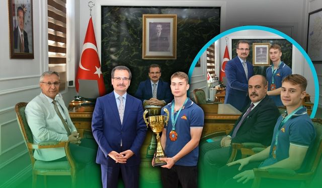 Antalya'daki Dünya Kupası'nda şampiyon olan genç sporcuya Salihli'de tebrik