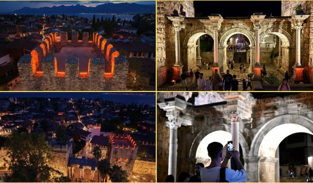 Antalya'nın tarihi Üçkapılar'ı yeni aydınlatmasına kavuştu!