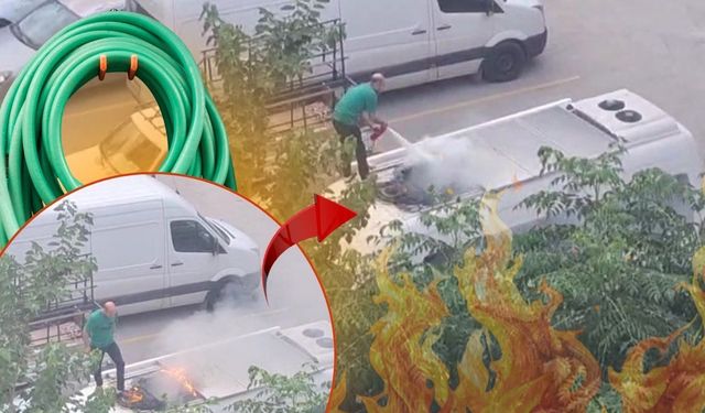 Antalya'da korkutan yangın! Park halindeki minibüsün kliması alev alev yandı