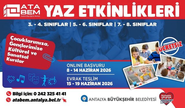 Antalya'da ATABEM yaz kursları kayıtları başlıyor