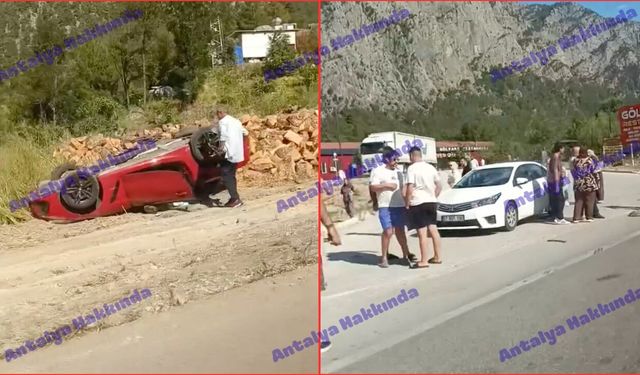 Isparta-Antalya yolunda otomobil takla attı!