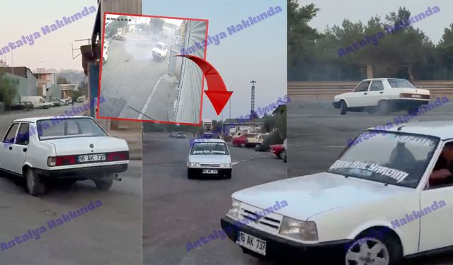 Antalya'da tehlikeli drift: Toz ve taşlar çevreye savruldu, o anlar kamerada