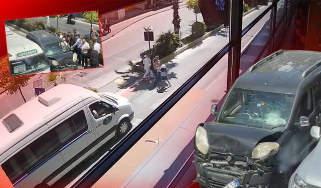 Antalya'da yaya geçidinde kaza: Ticari aracın minibüse çarptığı an kamerada!