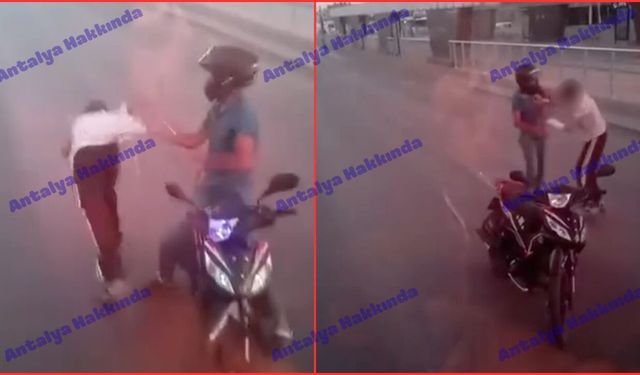 Antalya'da otobüse tutunan çocuğu yumruklayıp darp etti! İşte o anlar