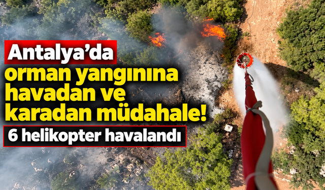 Antalya’da orman yangınına havadan ve karadan müdahale! 6 helikopter havalandı