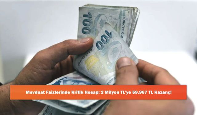 Mevduat Faizlerinde Kritik Hesap: 2 Milyon TL’ye 59.967 TL Kazanç!