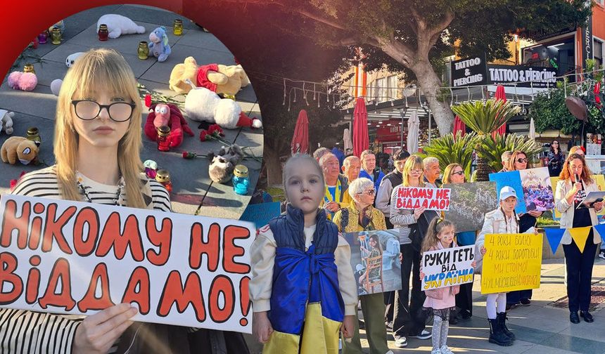 Antalya’da Ukraynalılardan 4'üncü yıl mesajı: "Hiçbir savaş suçu cezasız kalamaz”