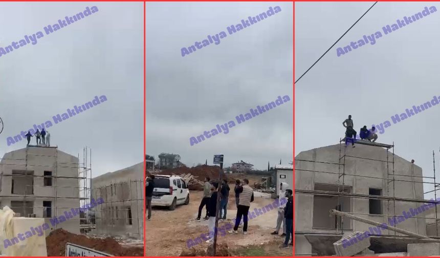 Antalya'da parasını alamayan işçiler çatıya çıktı! "İtfaiye gelene kadar atlarım"