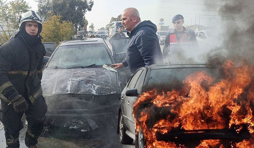 Antalya'da yeni satın aldığı araç alev topuna döndü
