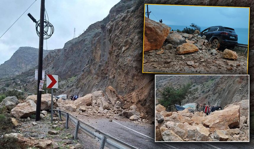 Antalya yolunda heyelan: Dev kayalar düştü, 1 kişi yaralandı
