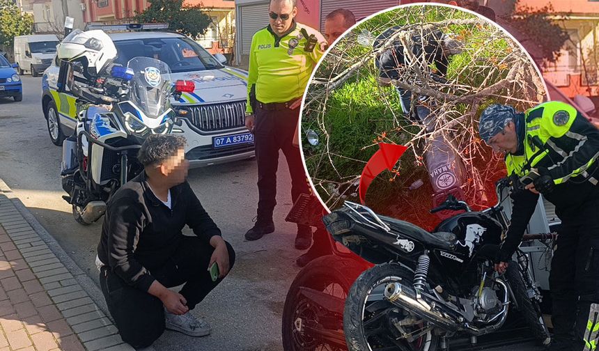 Antalya'da bu da oldu: Motosikletini metrelerce yüksekten attı!