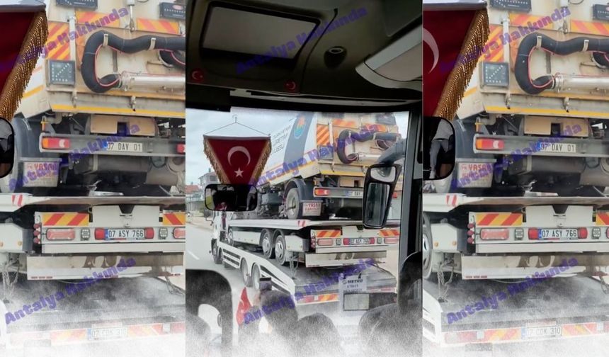 Antalya’da trafikte şaşkına çeviren görüntü! Üst üste 1 değil 2 değil 3 çekici!