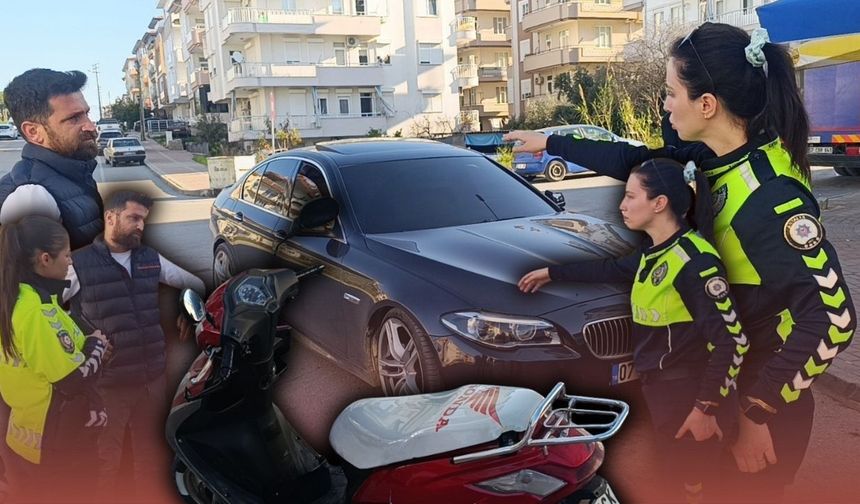 Antalya'da kontrolden çıktı, park halindeki araca çarptı