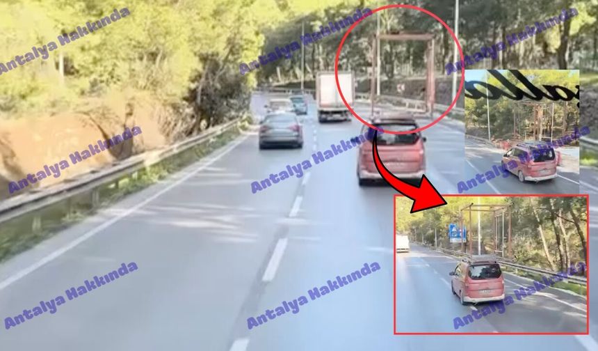 Antalya’da tehlikeli demir taşıma kamerada!