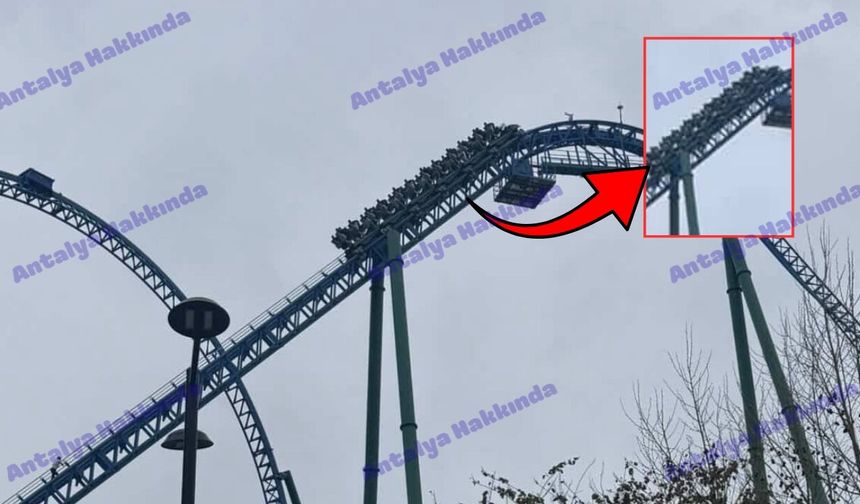 Antalya'da korku dolu anlar: Hyper Coaster havada asılı kaldı!