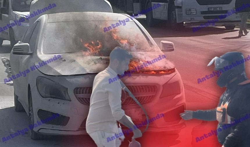 Antalya'da lüks otomobil seyir halinde yandı!