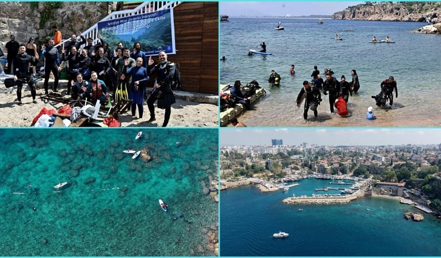 Antalya Mermerli Plajı’nda deniz dibi temizlendi!