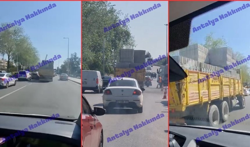 Antalya'da briket yüklü kamyon faciaya davetiye çıkardı!