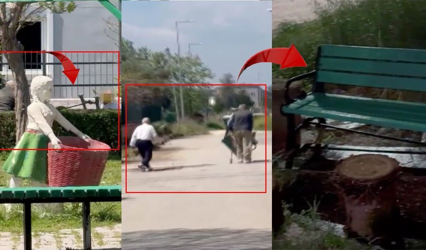Antalya'da pes dedirten olay: Parktaki bankı böyle çaldılar!