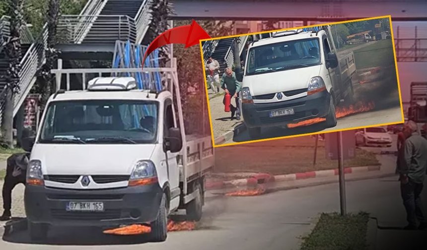 Antalya'da korkutan kamyonet yangını!