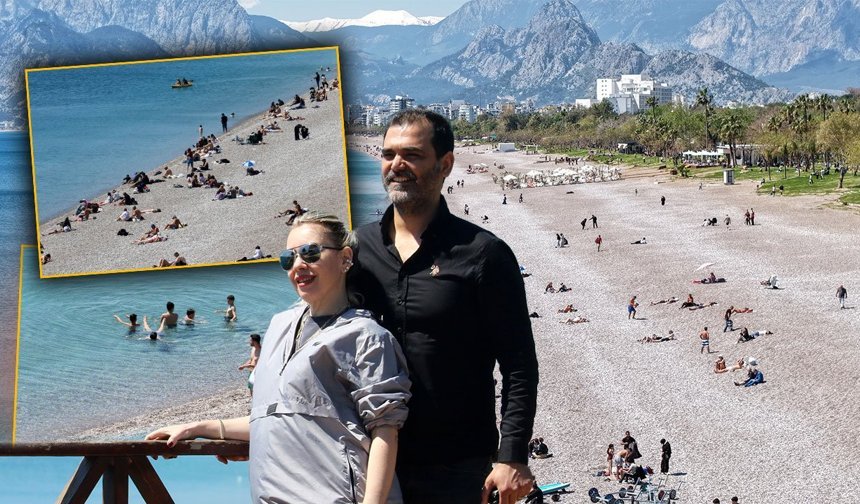 Antalya Konyaaltı Sahili’nde bahar ortasında yaz keyfi!