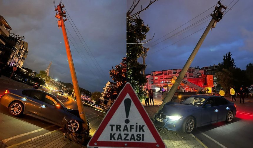 Antalya'da otomobil aydınlatma direğine çarptı: Sürücü yaralandı