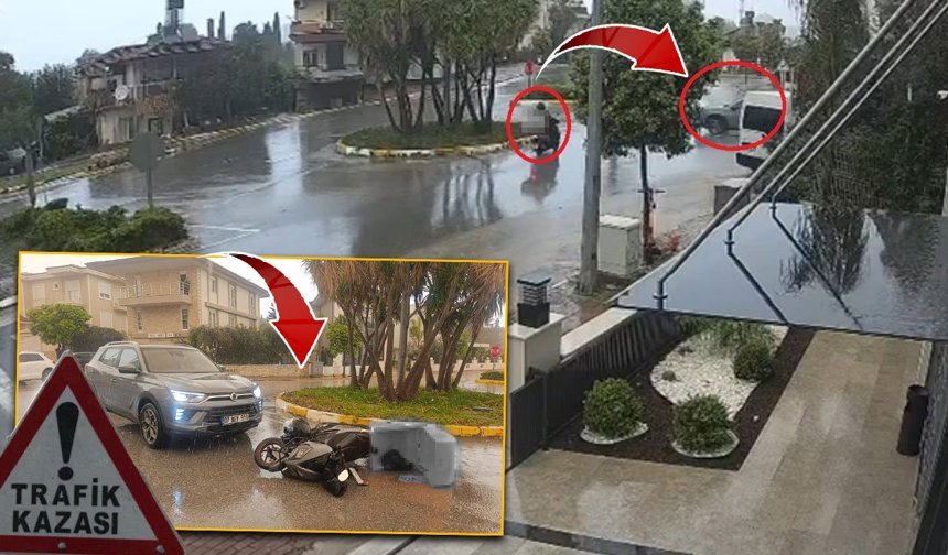 Antalya'da motosiklet sürücüsü yaralandı: Kaza anı kamerada
