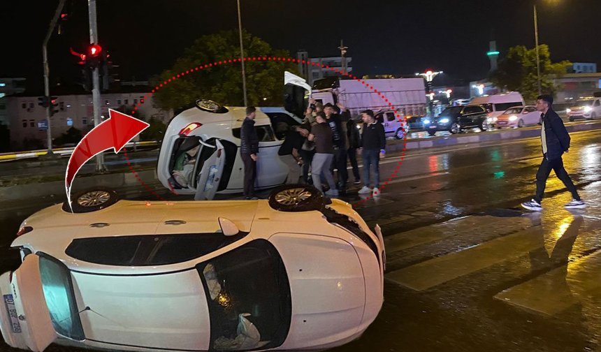 Antalya'da otomobil yan yattı: İki kişi mucize eseri kurtuldu