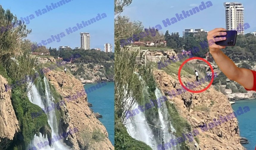 Antalya’da tehlikeli poz! Fotoğraf uğruna canını hiçe saydı