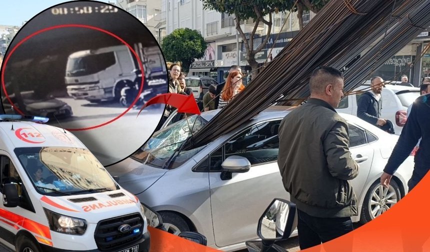 Antalya'da demir yüklü kamyon dehşeti! Ok gibi saplandı