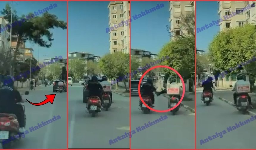 Antalya’da hareket halindeki motorcular birbirine böyle vurdu!